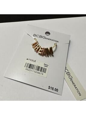 BCBGeneration DREAM Letter Charms Rose Gold Tone Ivory Necklace NWT $18